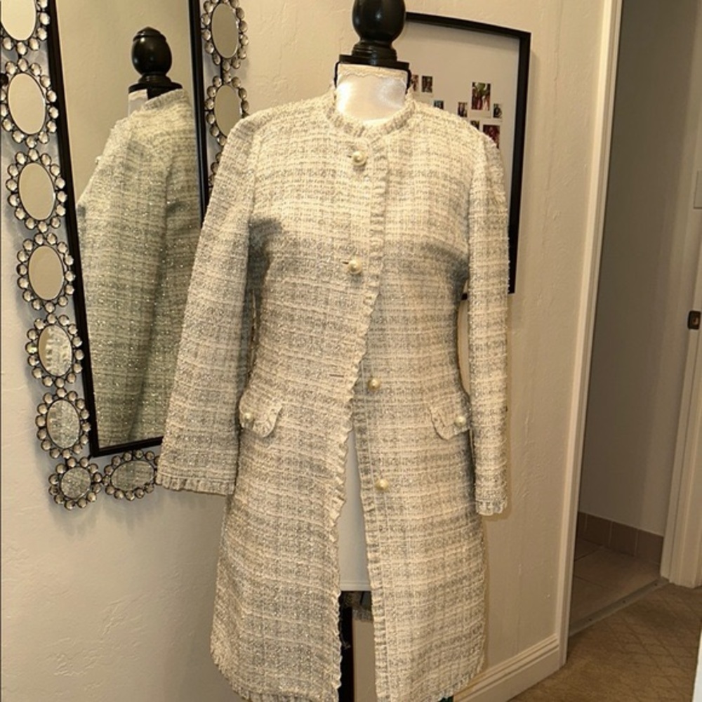 Elegant White Tweed Coat Kate spade - Picture 2 of 6